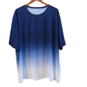 Gradient Blue and White Men's 6XL Short Sleeve Tee Shirt Jersey Type Interior